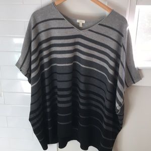 Talbots Grey and Black Striped Poncho